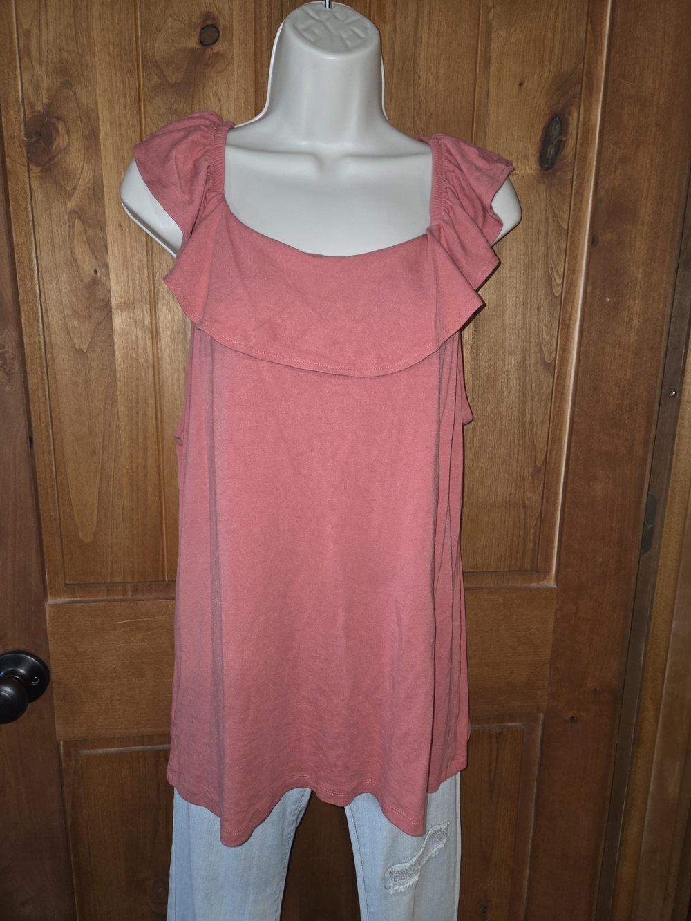 Ann Taylor‎ Coral Ruffle Scoop Neck Tank
